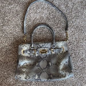 Gray Snake Print Michael Kors Bag gold hardware
